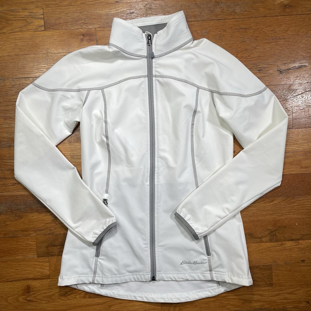 Eddie Bauer Women's Jacket Sz XS White Lightweight Running Windbreaker Full Zip